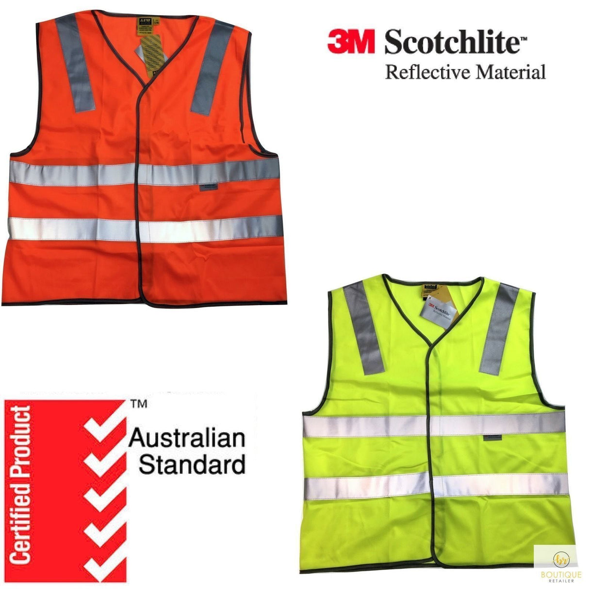 3M Reflective Tape Hi Vis Safety VEST Workwear Night & Day Use Safety Visibility