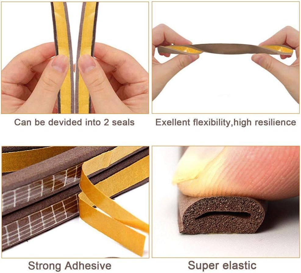 6M D Rubber Self Adhesive Seal Weather Strips Tape Door Window Draught Excluder