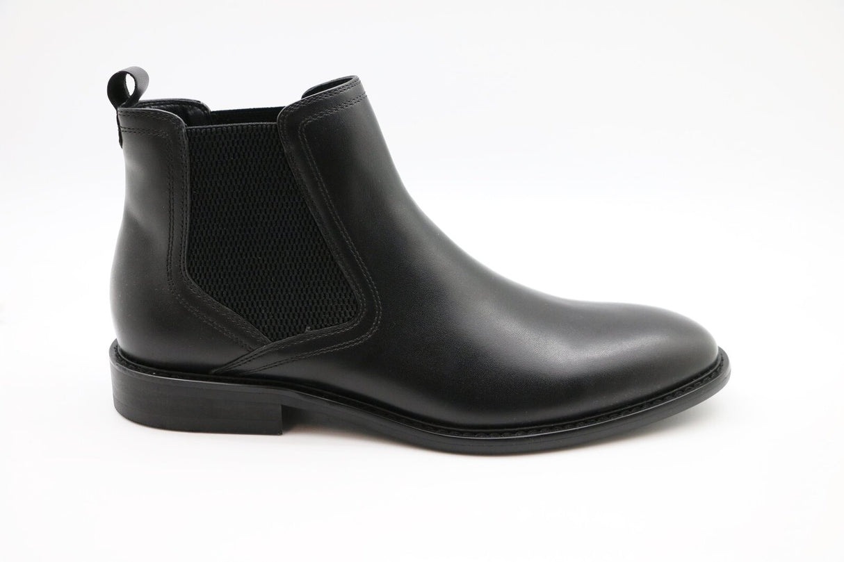 Massa Mens Leather Chelsea Boot Pull On Shoes Anton - Black