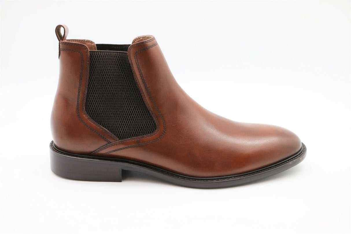 Massa Leather Chelsea Boots Slip On Elastic Shoes - Cognac