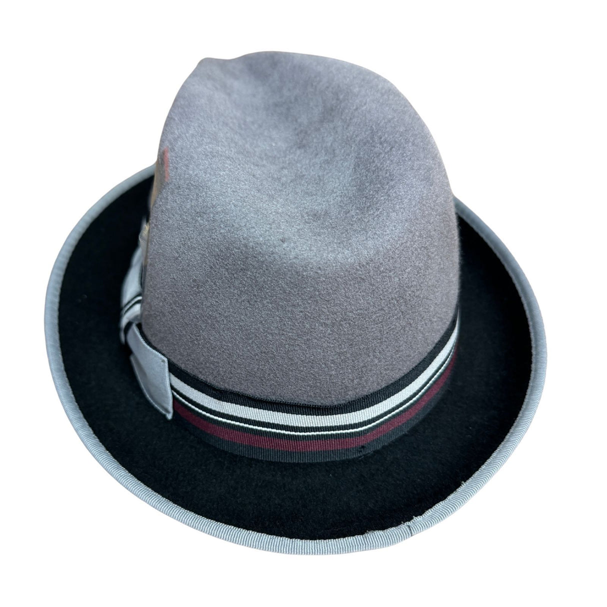 Mens 100% Lana Wool Trilby Fedora Hat in Grey/Black - One Size