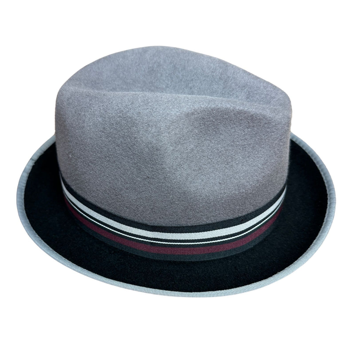 Mens 100% Lana Wool Trilby Fedora Hat in Grey/Black - One Size