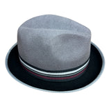 Mens 100% Lana Wool Trilby Fedora Hat in Grey/Black - One Size