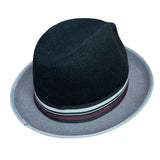 Mens 100% Lana Wool Trilby Fedora Hat in Black/Grey - One Size