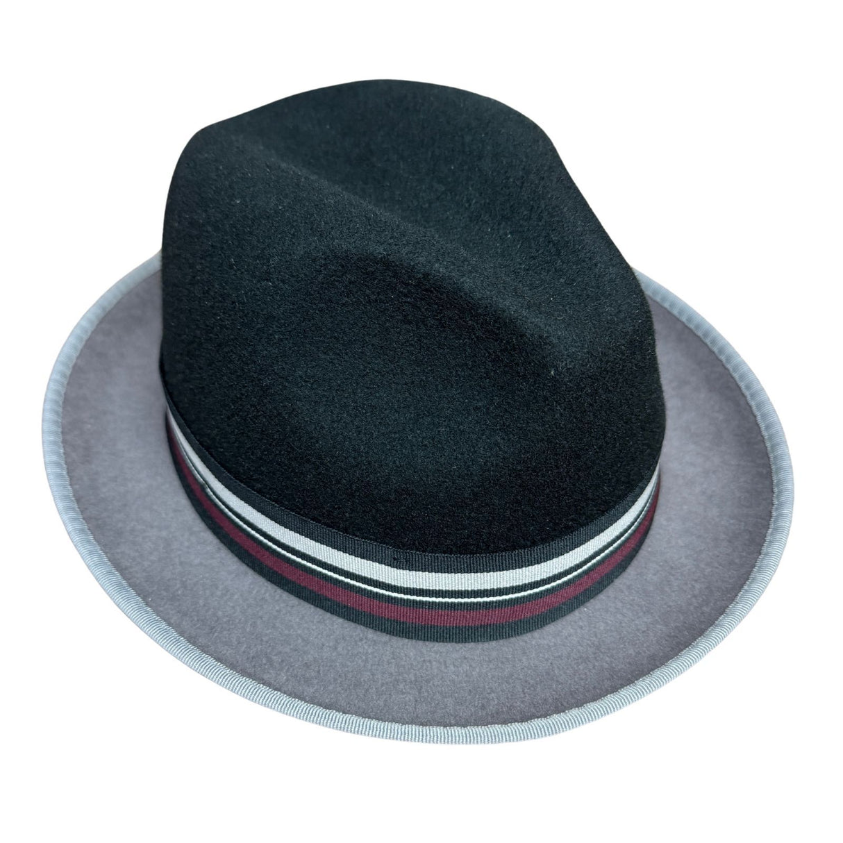 Mens 100% Lana Wool Trilby Fedora Hat in Black/Grey - One Size