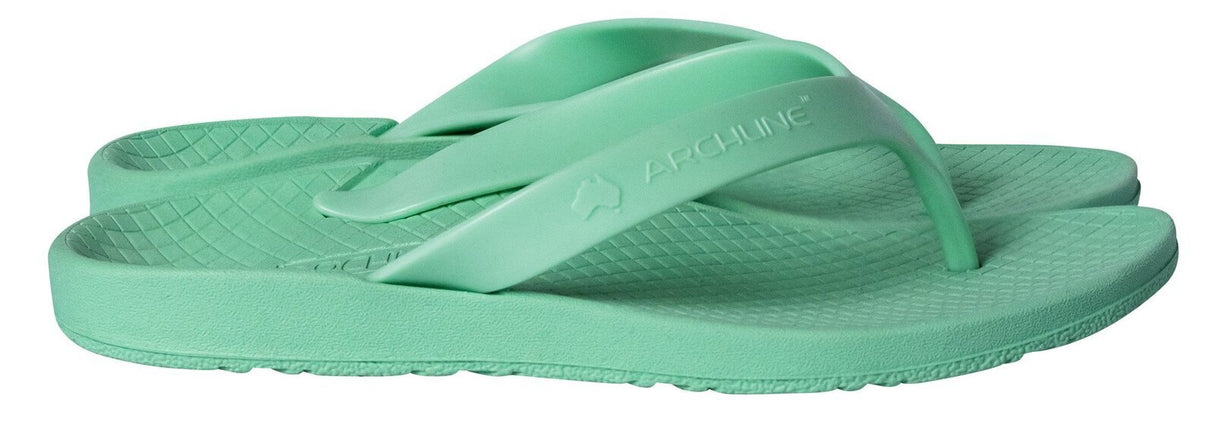 ARCHLINE Orthotic Thongs Arch Support Shoes Footwear Flip Flops - Dew Green