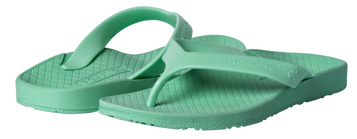 ARCHLINE Orthotic Thongs Arch Support Shoes Footwear Flip Flops - Dew Green