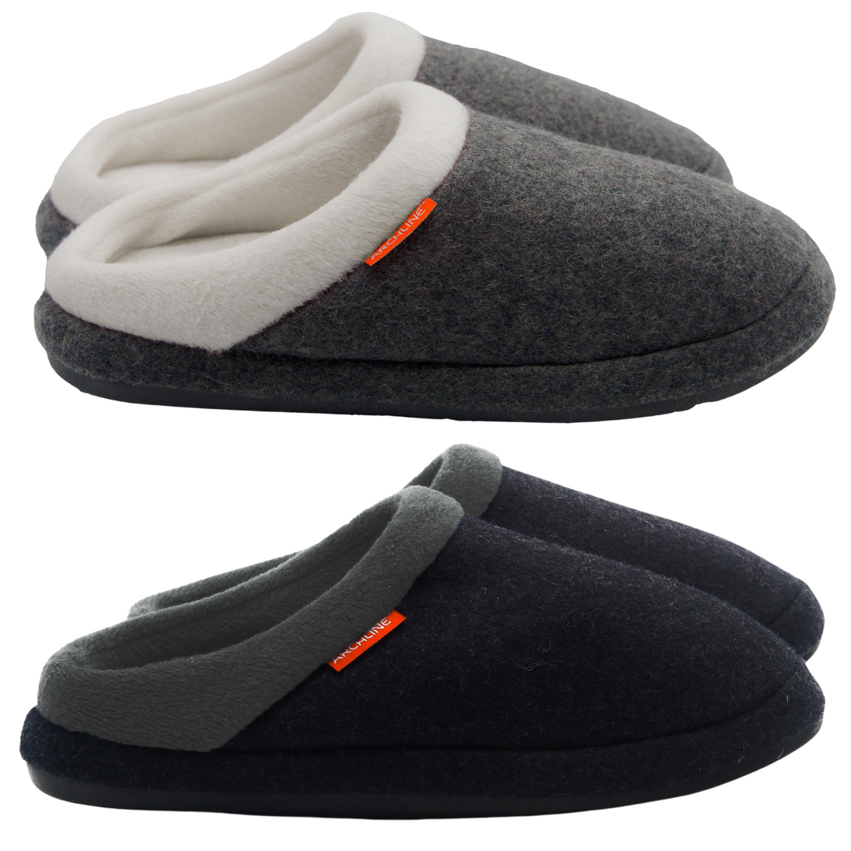 ARCHLINE Orthotic Slippers Slip On Arch Scuffs Orthopedic Moccasins - Charcoal Marle