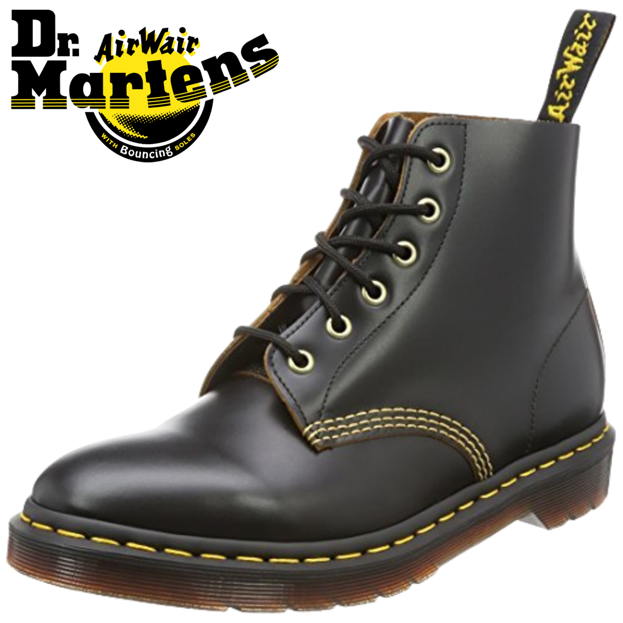 Dr. Martens Unisex 101 Smooth Archive 6-Eyelet Boot Black Vintage Smooth