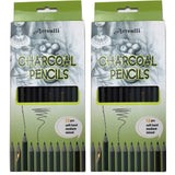 24 pcs CHARCOAL PENCILS Artist Drawing Sketching Shading Draw Sketch Art Craft