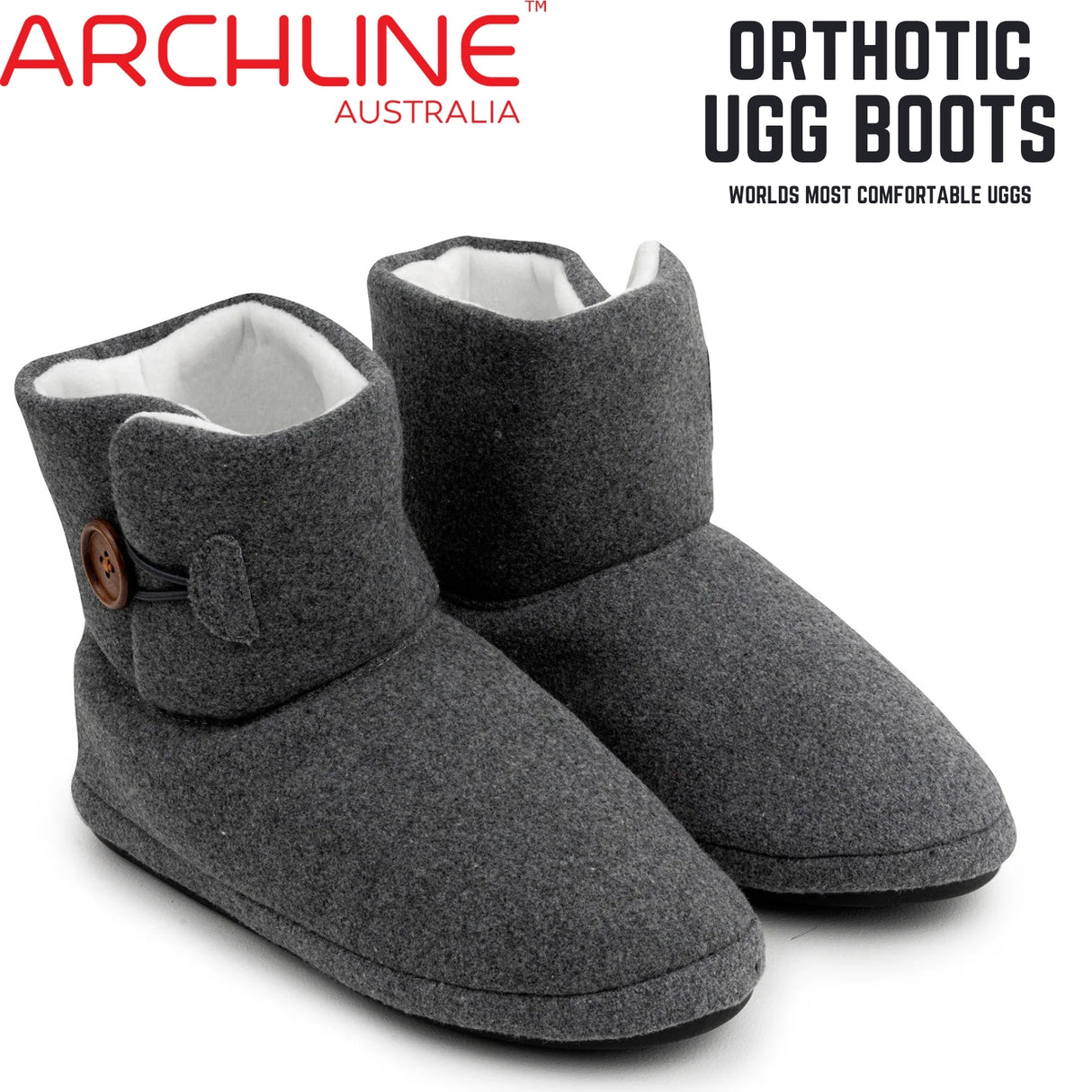 Archline Orthotic UGG Boots Slippers Arch Support Warm Orthopedic Shoes - Grey