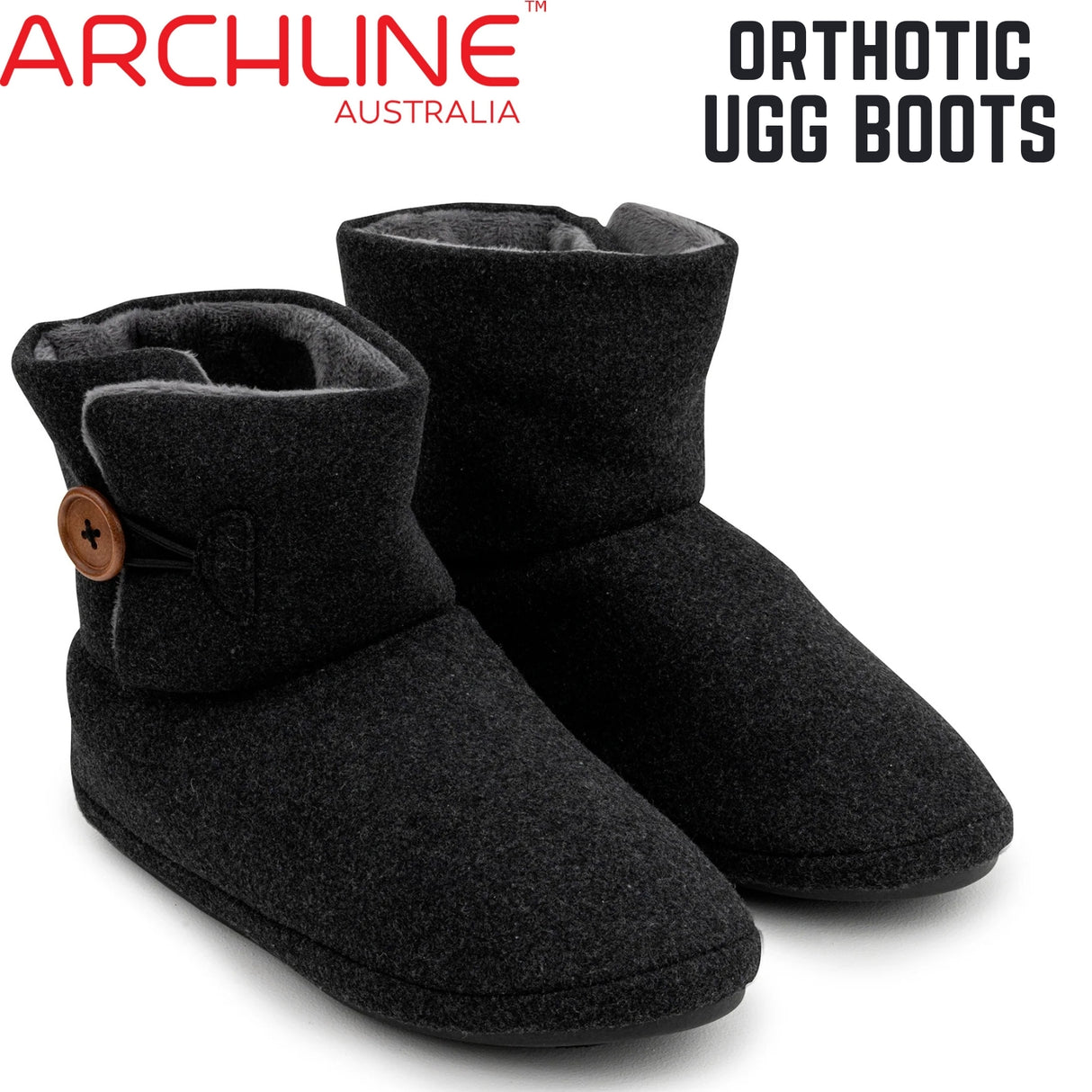 Archline Orthotic UGG Boots Slippers Arch Support Warm Orthopedic Shoes - Charcoal