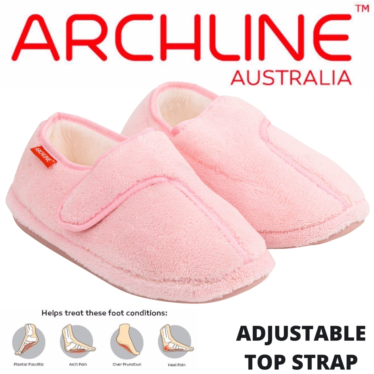 ARCHLINE Orthotic Plus Slippers Closed Scuffs Pain Relief Moccasins - Pink