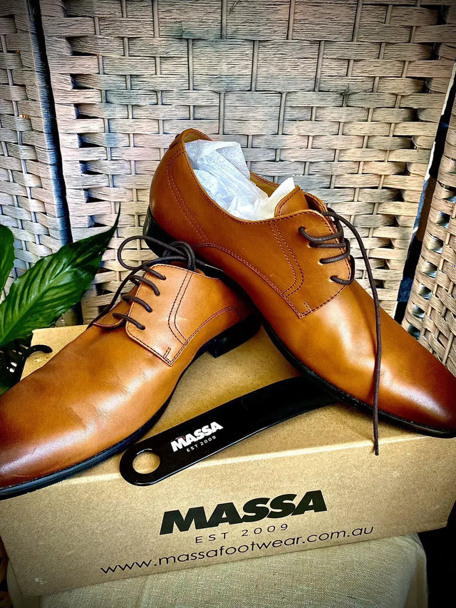 Massa Ascoli Leather Derby Dress Lace Up Shoes Wedding Business Formal in Tan