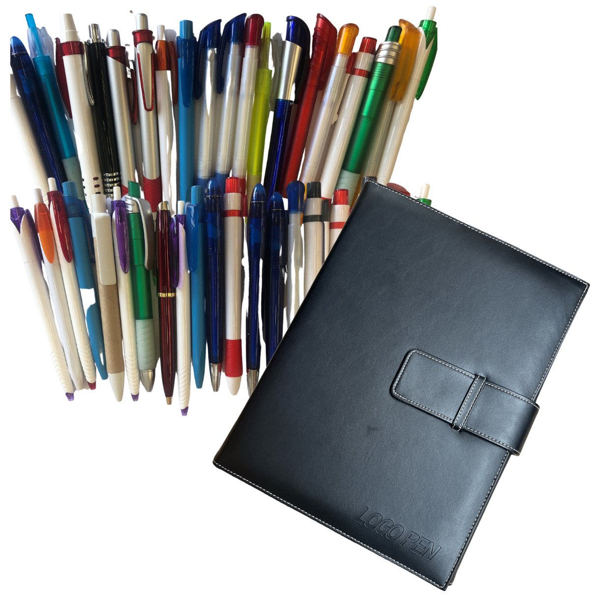 114x Ball Point Pen + Pens Holder Folder Gift School Office Business