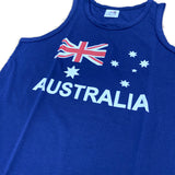 Adult AUSTRALIAN Singlet Australia Day 100% COTTON Souvenir Tank Top Flag - Blue