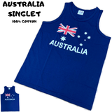 Adult AUSTRALIAN Singlet Australia Day 100% COTTON Souvenir Tank Top Flag - Blue