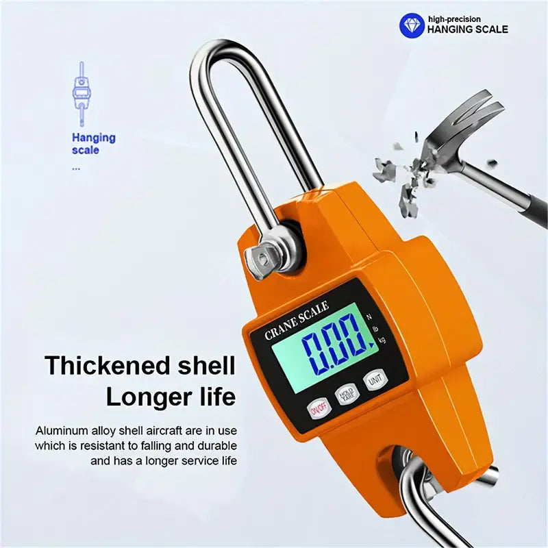 300kg Mini Crane Scale Portable LCD Digital Electronic Hook Hanging Scale