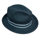 Mens 100% Wool Trilby Fedora Hat in Black with Ribbon Size M