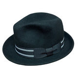 Mens 100% Wool Trilby Fedora Hat in Black with Ribbon Size M