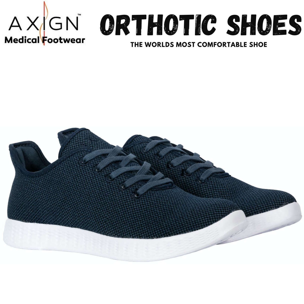 Axign River Orthotic Shoes Sneakers Runners Lightweight Casual Waterproof Sole - Navy