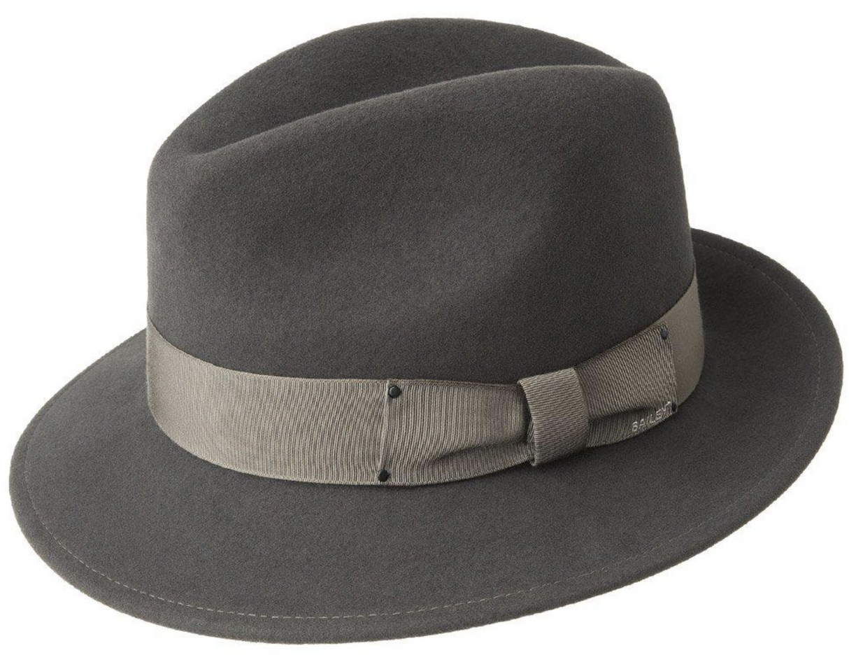 Bailey Mens Blixen Litefelt Fedora Hat Water Repellent Without Feather - Basalt