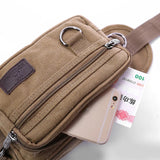 LARGE CANVAS BUM BAG Wallet Waist Pouch Travel Pocket Belt Storage in Camel