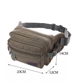 LARGE CANVAS BUM BAG Wallet Waist Pouch Travel Pocket Belt Storage in Khaki