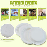 384pcs Disposable Sugarcane Bagasse Round Plates - 18cm - Bulk