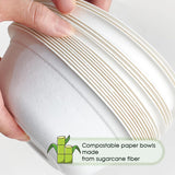 600pcs Disposable Sugarcane Bagasse Round Bowls - 18cm (450ml) - Bulk