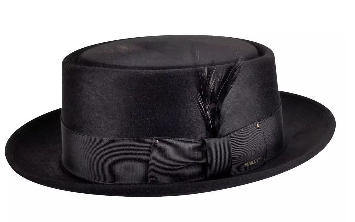 BAILEY Jett Pork Pork Pie Hat 100% Wool Made In USA Trilby Fedora