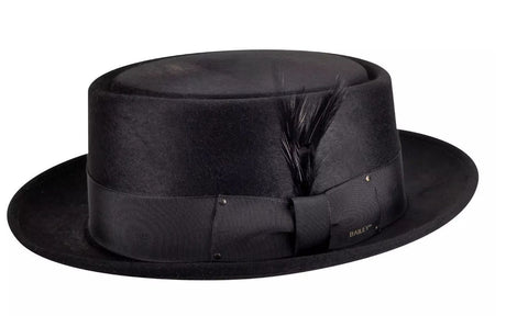 BAILEY Jett Pork Pork Pie Hat 100% Wool Made In USA Trilby Fedora - Black