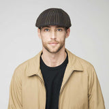 Bailey Mens Tress Pub Cap Flat Hat Fit for Autumn/Winter Season - Brown Stripe