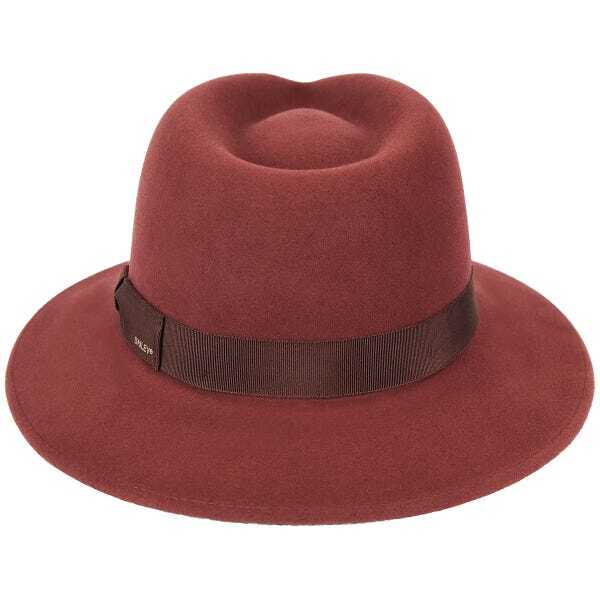 Bailey Mens Ammon Fedora Hat Fit for Autumn/Winter Season - Burgundy