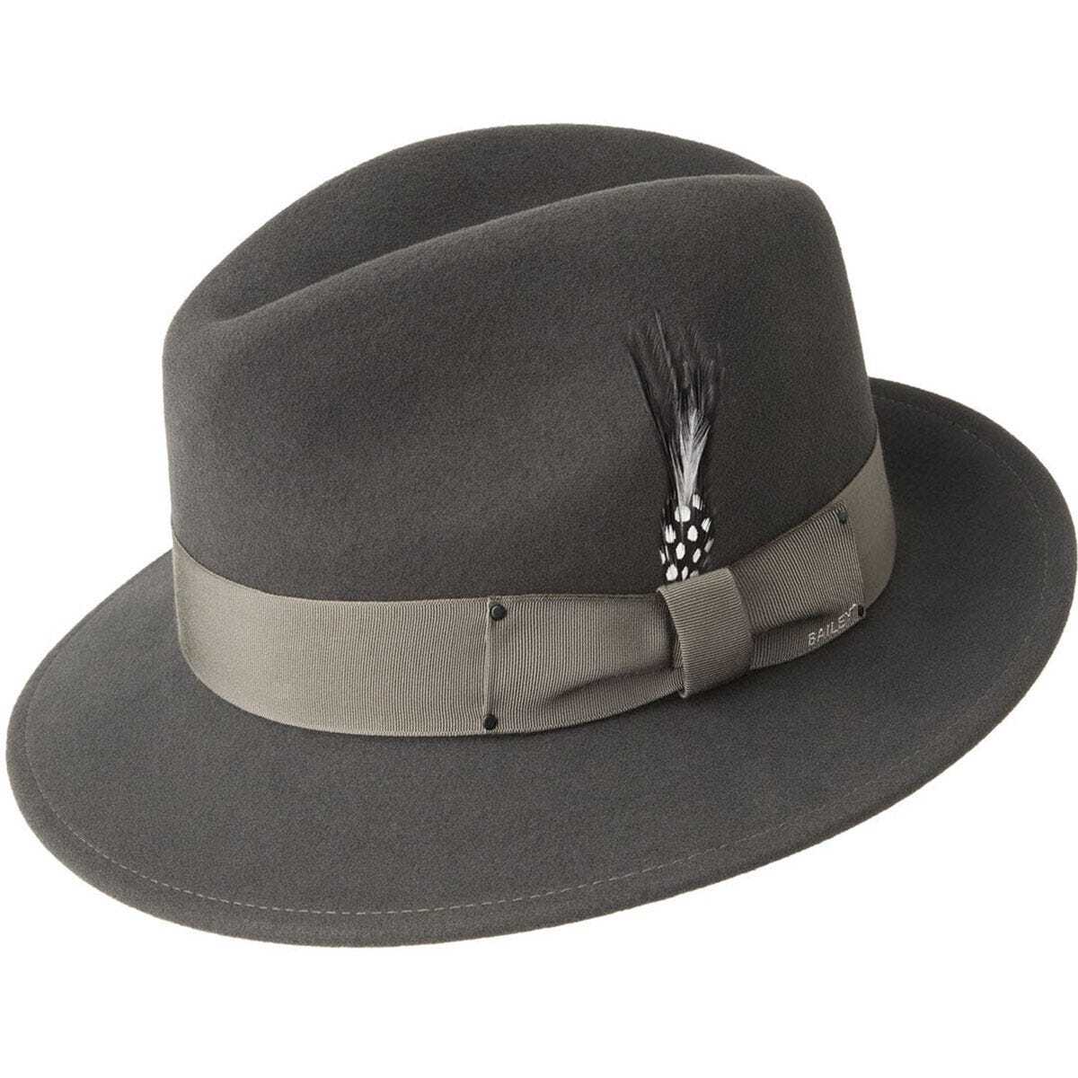 Bailey Mens Blixen Litefelt Fedora Hat Water Repellent Made in USA - Basalt