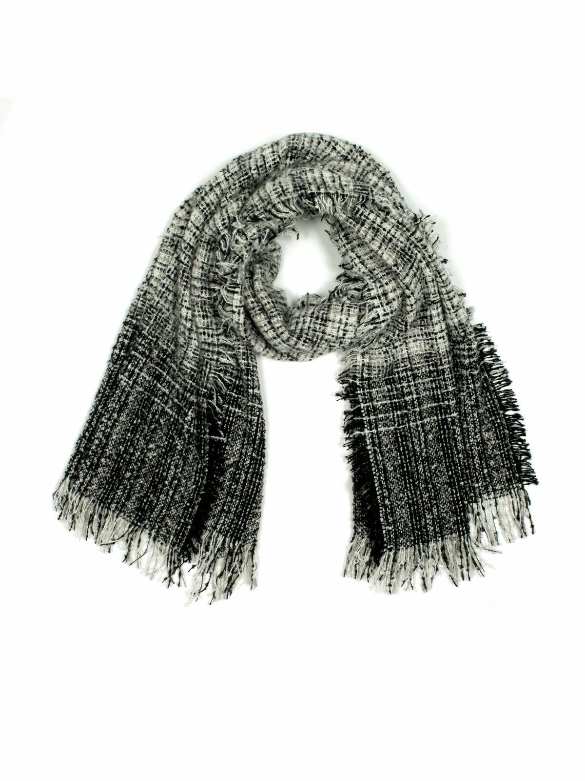 Premium Luxury Woven Multi Colour Text Scarf Warm Winter - Black/White