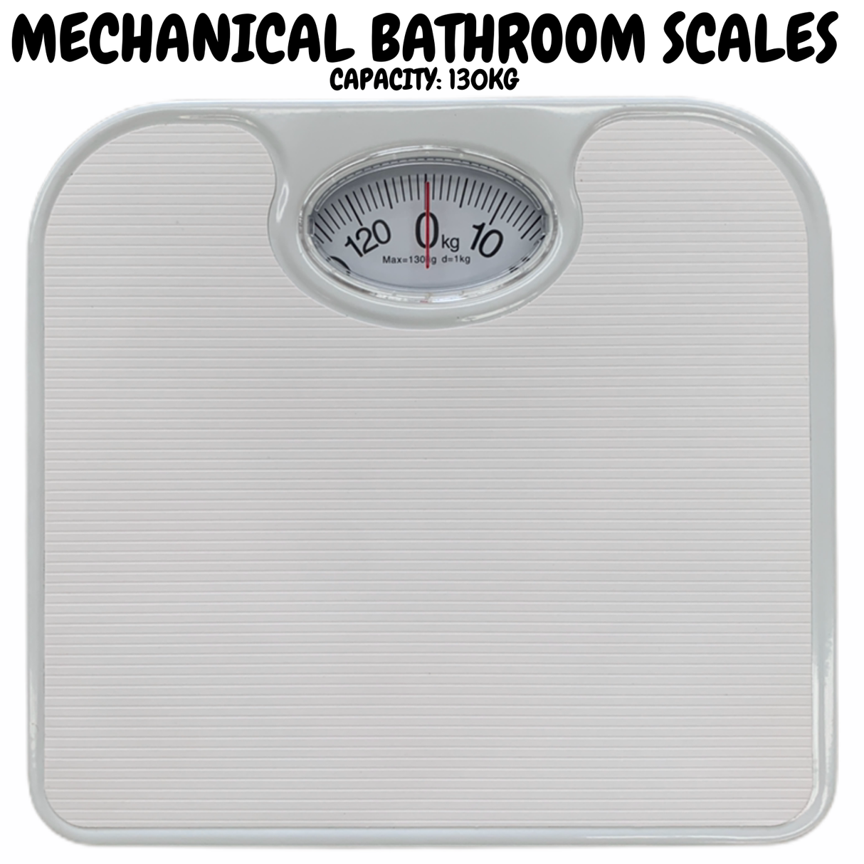 130kg Mechanical Bathroom Scales Weight Checker Kilo Kg Kilograms - White