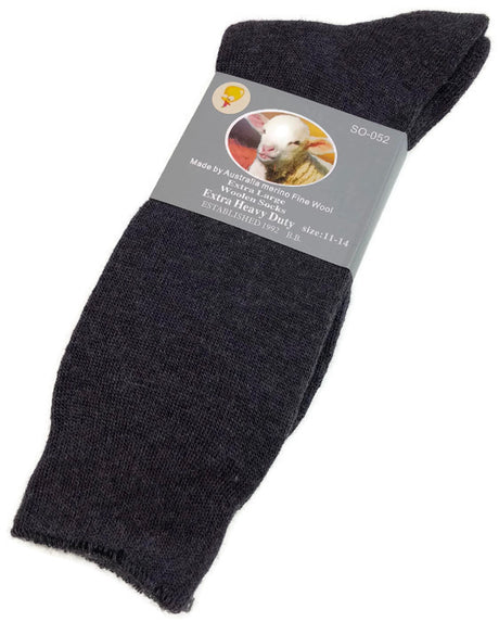 1 Pair Merino Wool Blend Woolen Work Socks Hiking Heavy Duty Warm Winter Thermal - Black