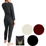 2pcs Set Womens Merino Wool Blend Pants & Top Underwear Leggings Thermal Thermals