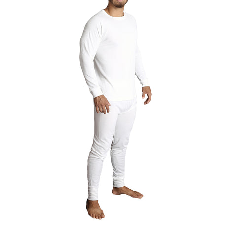 2pcs Set Mens Merino Wool Blend Long Sleeve Thermal Top & Long Johns Pants Underwear - Beige