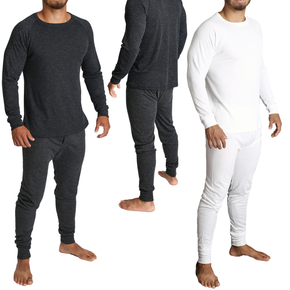 2pcs Set Mens Merino Wool Blend Long Sleeve Thermal Top & Long Johns Pants Underwear