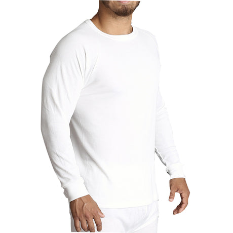 Mens Merino Wool Blend Long Sleeve Thermal Top Underwear Thermals Base Layer - Beige