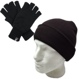 2pcs Set 3M Thinsulate Knitted Fingerless Gloves + Plain Beanie Hat Winter Warm