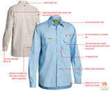 BISLEY Insect Protection Fishing Shirt Long Sleeve Casual Business Work Cotton - VRS6140_BBLB (Blue)