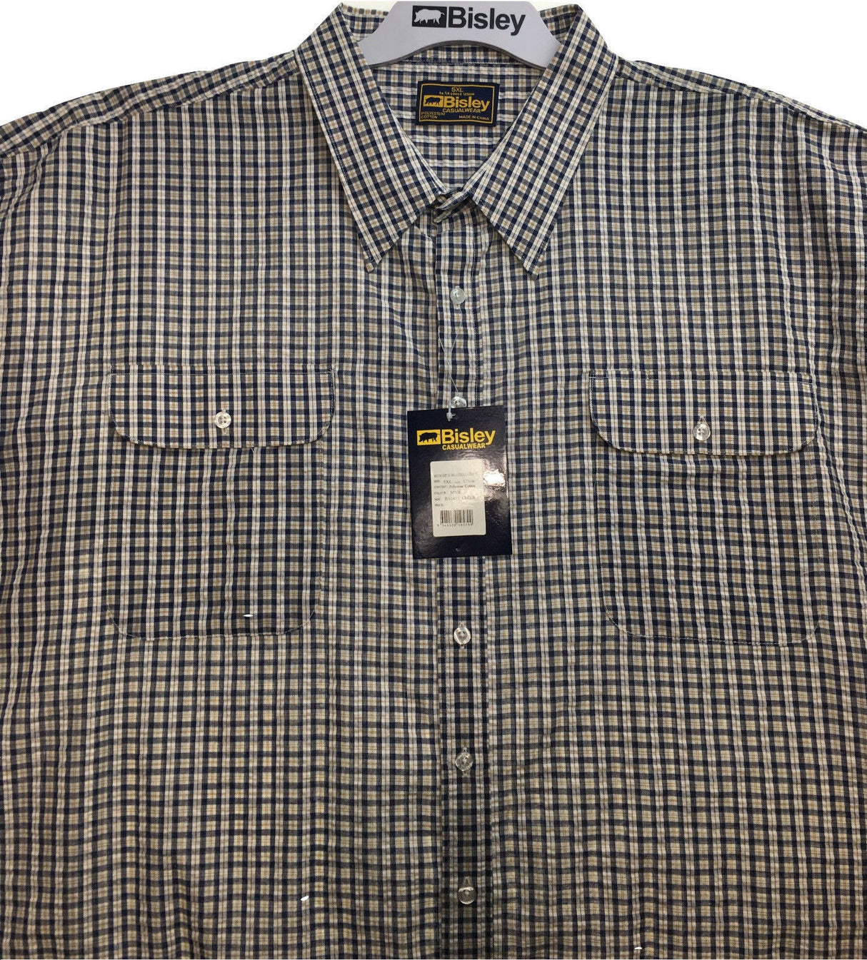 BISLEY SEERSUCKER SHORT SLEEVE SHIRT Plus King Size Work Cotton Blend Check