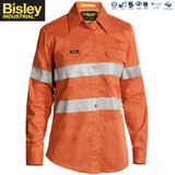 BISLEY Womens 3M Taped Hi Vis Industrial Cool Vent Drill Long Sleeve Shirt