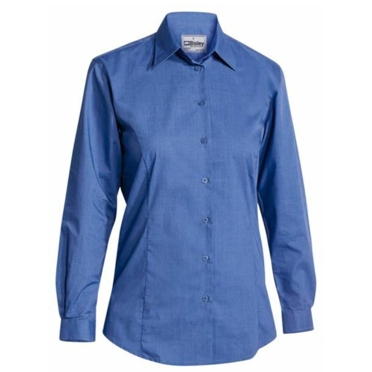 BISLEY Womens Cross Dyed Long Sleeve Shirt Workwear Work Ladies - Blue