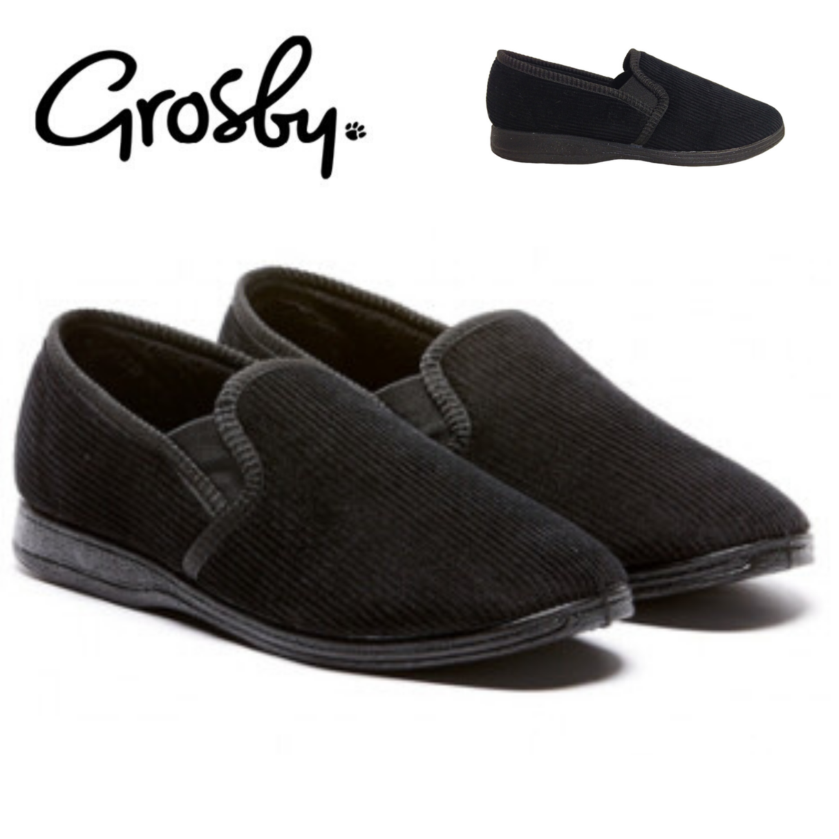 Grosby Blake 2 Mens Slippers Slipper Slip On Indoor Outdoor Casual Moccasins Moccasinl - Black