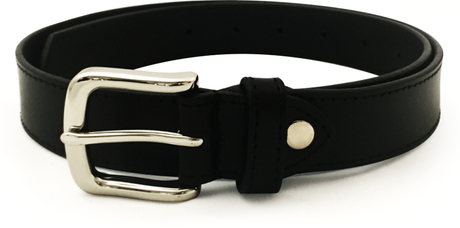 Mens Genuine Full Top Grain Leather Belt w/ Buckle - Black