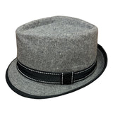 Blake Charcoal Herringbone Pork Pie Trilby Hat with Stingy Brim Grey S/M